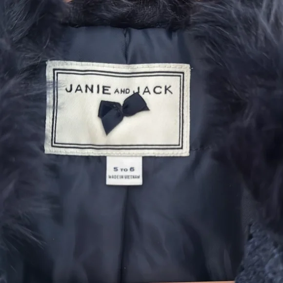 Janie and Jack girls navy tweed jacket coat 5-6 small